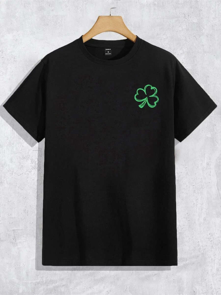 Manfinity RebelGame Nam Áo thun Bông In cỏ ba lá - màu đen - Xem 1