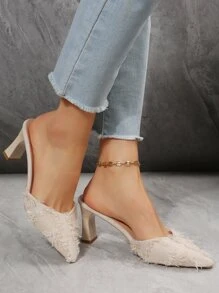 Giày cao gót Nữ màu trơn Thanh lịch - Màu be - Xem 2