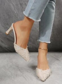 Giày cao gót Nữ màu trơn Thanh lịch - Màu be - Xem 3