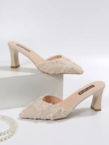 Giày cao gót Nữ màu trơn Thanh lịch - Màu be - Xem 4