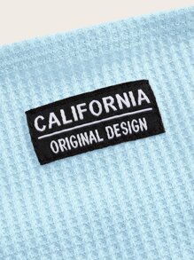 SHEIN EZwear 字母補丁細節抹胸上衣 - 淺藍色 - 查看 4