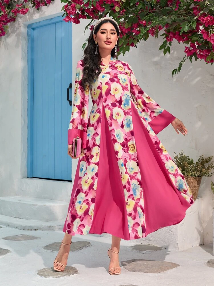 Floral Print Hooded Dress