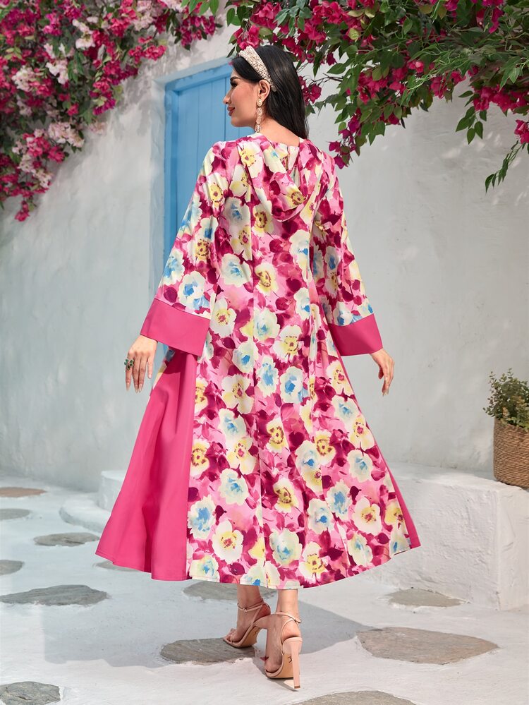 Floral Print Hooded Dress