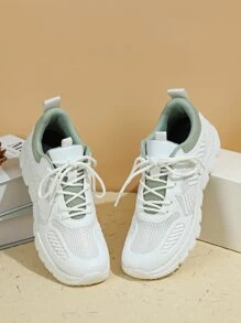 Zapatos de atletismo de dos tonos con cordón delantero - Beis - Ver 1