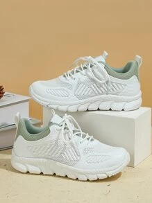 Zapatos de atletismo de dos tonos con cordón delantero - Beis - Ver 2