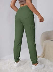 Flap Pocket Side Cargo Jeans - Army Green - View 2