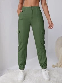 Flap Pocket Side Cargo Jeans - Army Green - View 3