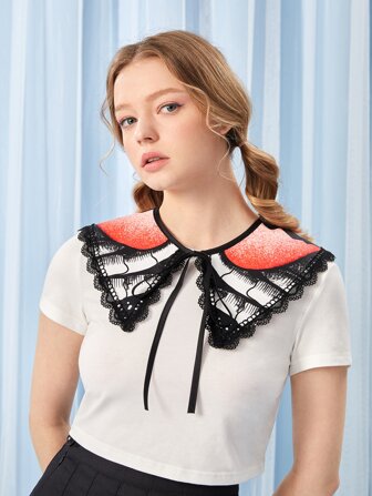 Danielevicentini Heart Pattern Dickey Collar