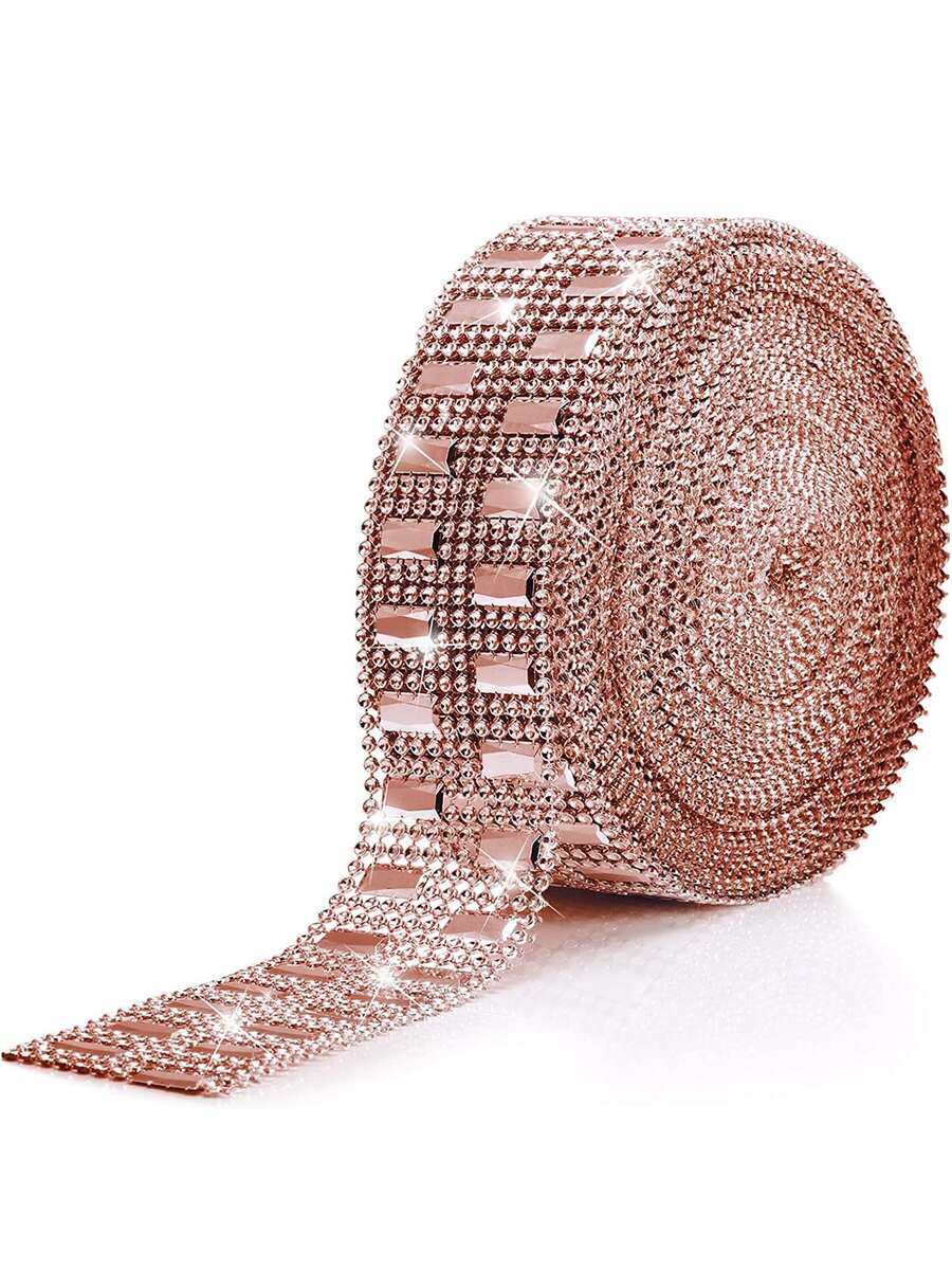 1roll PP DIY Webbing Lace, Rhinestone Decor Lace Trim For Curtain Tablecloth Dress Pillow - Champagne - View 1