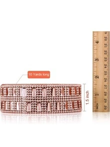 1roll PP DIY Webbing Lace, Rhinestone Decor Lace Trim For Curtain Tablecloth Dress Pillow - Champagne - View 3