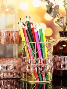 1roll PP DIY Webbing Lace, Rhinestone Decor Lace Trim For Curtain Tablecloth Dress Pillow - Champagne - View 5