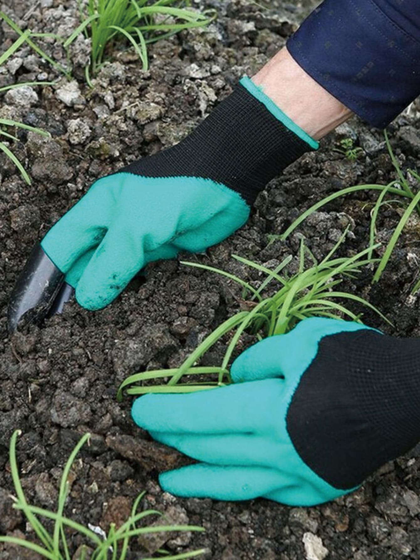 1對乳膠園藝手套戶外用雙色庭院花園手套