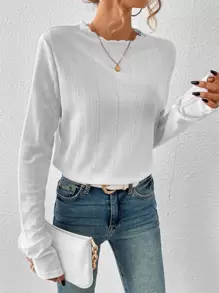 SHEIN Essnce Top unicolor ribete en forma de lechuga