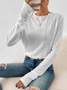 SHEIN Essnce Top unicolor ribete en forma de lechuga