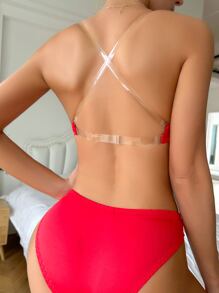 Set de lencería con aro con tira transparente - Rojo - Ver 2