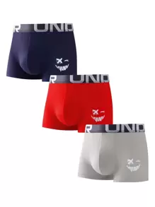 Men 3pcs Letter Graphic Boxer Brief - Multicolor - View 1