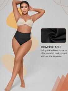 1Pc Women's Lace Tummy Control Shapewear Thong Panties For Women - Seamless Body Shaper Underwear With Mid Waist Control And Breathablet - Black - View 4