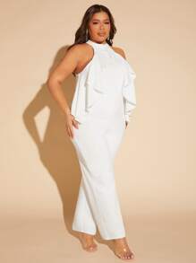 SHEIN SXY Mono halter ribete con fruncido - Blanco - Ver 4