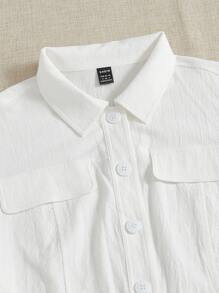 SHEIN EZwear 落肩袖襯衫和短褲不附帶短款抹胸上衣