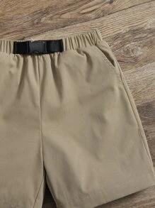 SHEIN Toddler Boys Striped Tee & Drawstring Waist Shorts - Multicolor - View 3