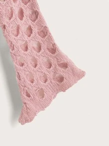 Sweetness Hollow Out Crop Sweater - Pink - View 4