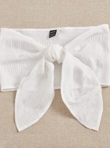 SHEIN VCAY Knot Front Tube Top & Geo Print Shorts - Black and White - View 4