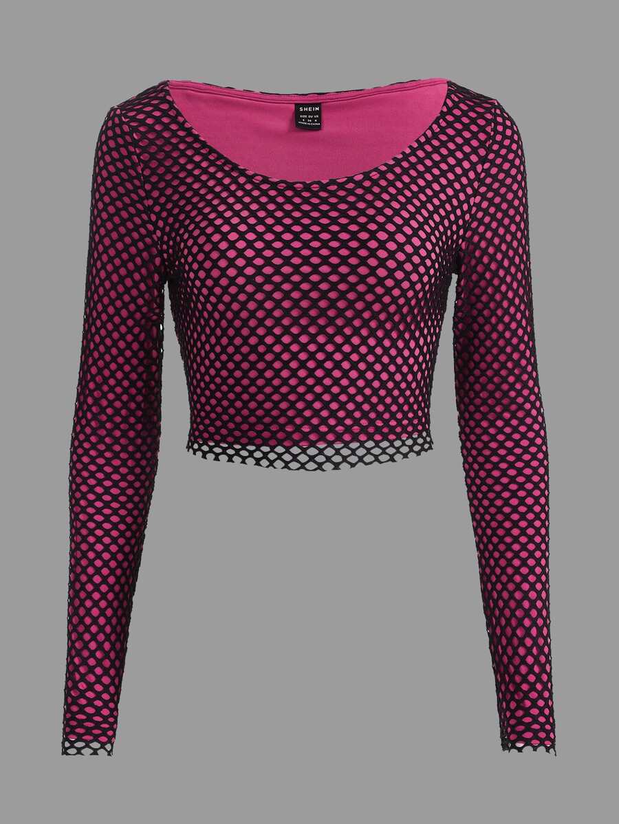 ROMWE PUNK Camiseta crop de malla - Multicolor - Ver 1