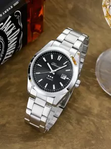 Men Round Pointer Date Quartz Watch - Silver - View 2