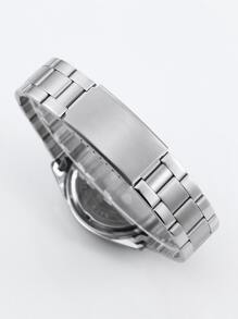 Men Round Pointer Date Quartz Watch - Silver - View 5