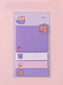 Cute Student Pet Animal Sticky Notes Random Design Booklet - Purple - View 2
