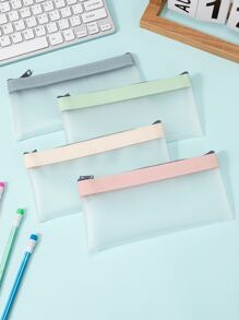 1pc Minimalist Pencil Case - Grey - View 4