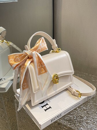 Accesorio liviano con lazo, accesorios tipo Pañuelo cuadrado de estilo casual de negocios para bolsa de solapa, perfecto para oficina, universidad, trabajo, negocios, traslados, exteriores, viajes, salidas, bolso con lazo de moda para mujeres, estudiantes universitarias y trabajadoras de cuello blanco