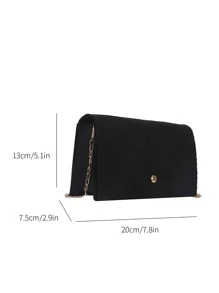 Mini Crocodile Embossed Flap Chain Square Bag - Black - View 3