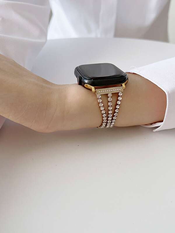 1pc Rhinestone Decor Watchband Compatible With Apple Watch