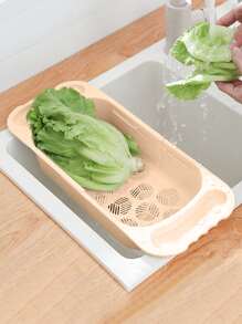 1pc Plastic Over The Sink Drain Rack, Retractable Vegetable And Fruit Washing Rack For Kitchen