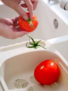 1pc Plastic Over The Sink Drain Rack, Retractable Vegetable And Fruit Washing Rack For Kitchen