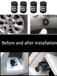 4入組條紋圖案汽車輪胎氣門嘴蓋