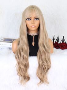 Long Body Wave Synthetic Wig With Bangs - Gold - View 1