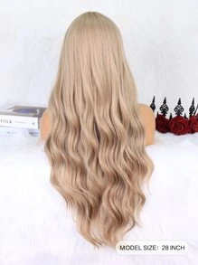 Long Body Wave Synthetic Wig With Bangs - Gold - View 4