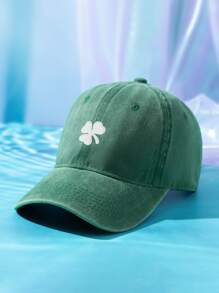 1入刺繡太陽棒球帽，復古洗水男女通用卡車帽適用於所有季節，透氣可調高爾夫帽，時尚彎曲帽沿遮陽帽男女款Y2K情侶款太陽帽 - 墨綠色 - 查看 1