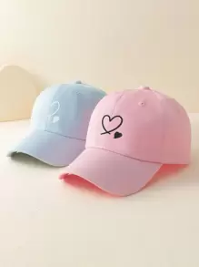 2入組可愛夫婦Y2K風格刺繡雙心設計防曬時尚棒球帽，男女兼用，適用於春季、秋季、情人節禮物、戶外防曬