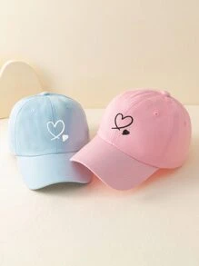 2入組可愛夫婦Y2K風格刺繡雙心設計防曬時尚棒球帽，男女兼用，適用於春季、秋季、情人節禮物、戶外防曬