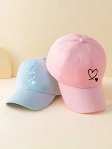 2入組可愛夫婦Y2K風格刺繡雙心設計防曬時尚棒球帽，男女兼用，適用於春季、秋季、情人節禮物、戶外防曬