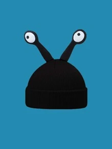 Hombres Gorro con dibujos animados con diseño de ojo - Negro - Ver 1