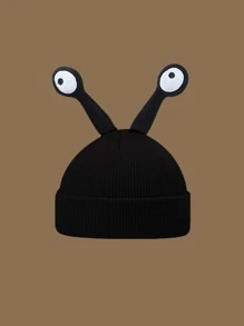 Hombres Gorro con dibujos animados con diseño de ojo - Negro - Ver 2