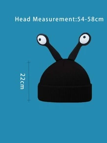 Hombres Gorro con dibujos animados con diseño de ojo - Negro - Ver 3