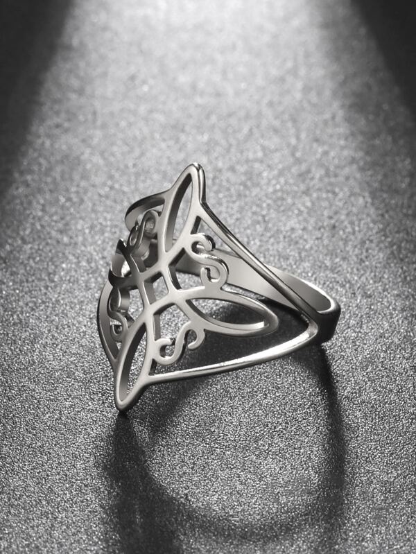 1pc Hollow Out Knot Detail Ring, Stainless Steel Jewelry SHEIN USA