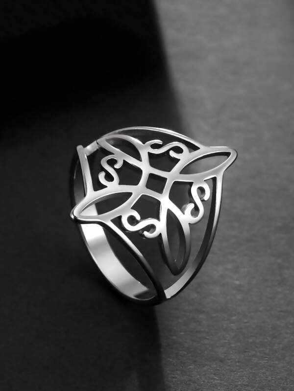 1pc Hollow Out Knot Detail Ring, Stainless Steel Jewelry SHEIN USA