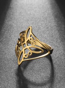 Anillo con detalle de nudo hueco de 1 pieza, joyería de acero inoxidable