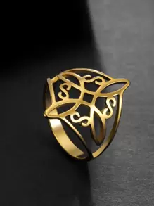 Anillo con detalle de nudo hueco de 1 pieza, joyería de acero inoxidable